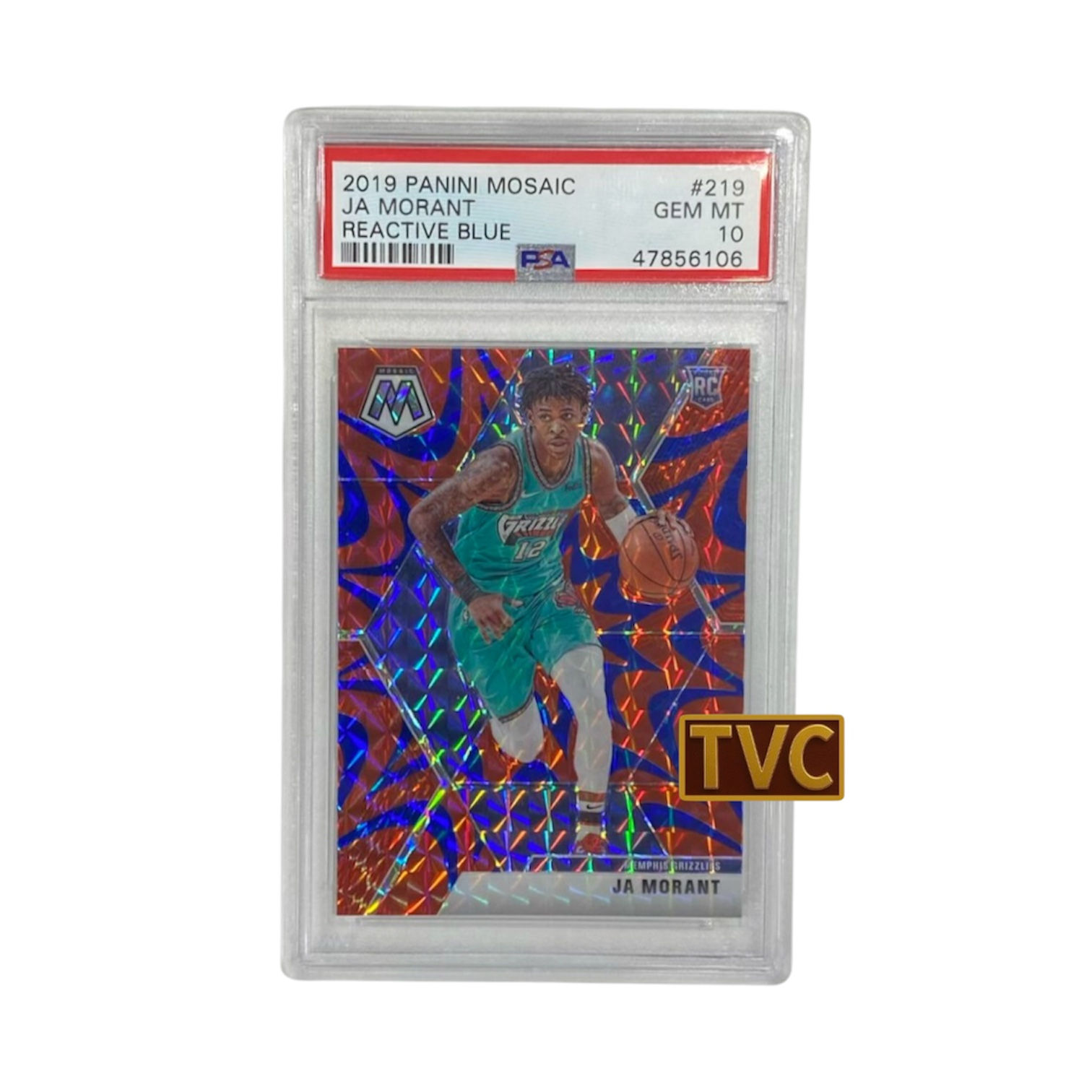2019 Panini Mosaic #219 Ja Morant Reactive Blue/Rookie - Graded Card PSA 10