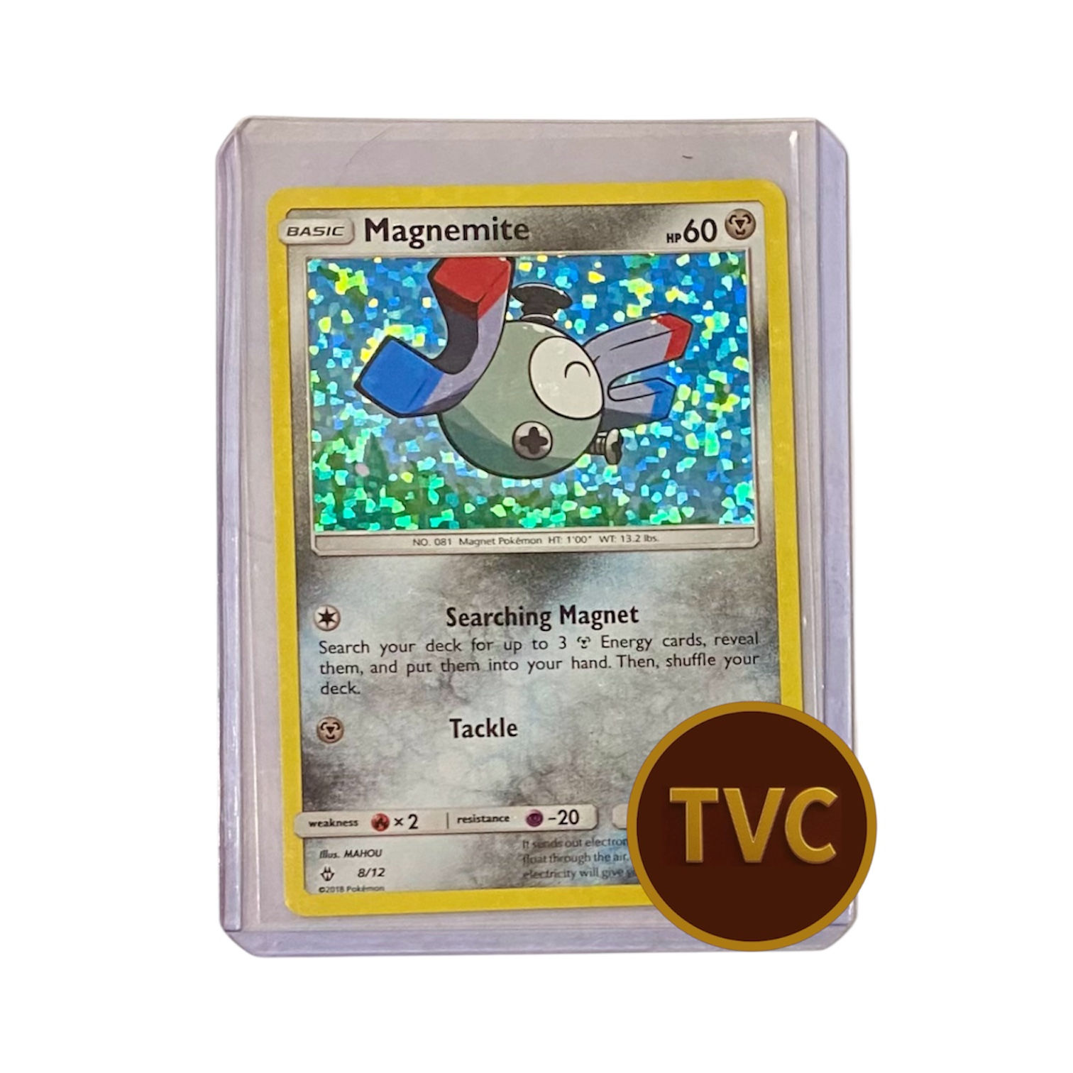 Magnemite Pokémon card in clear protective sleeve