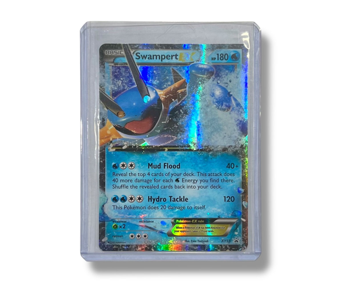 Shiny Swampert Pokémon card, protected in plastic case. Professor's Research #24 - Pokémon Single.