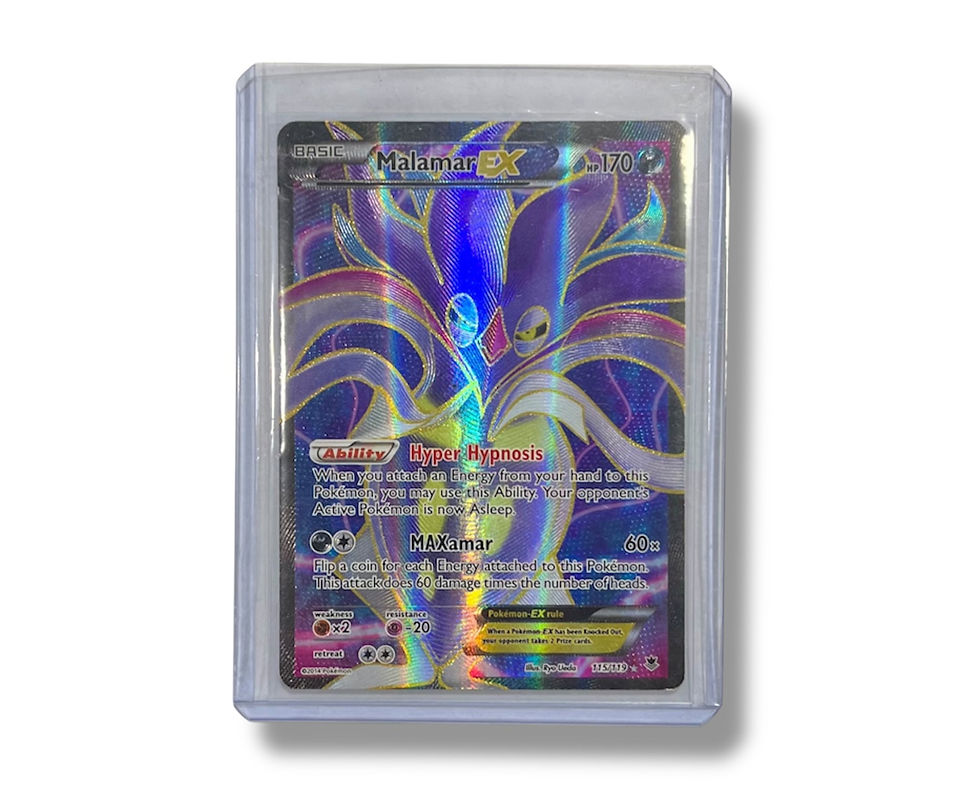 Shiny Octillery Pokemon card in a protective case, holographic, detailed artwork