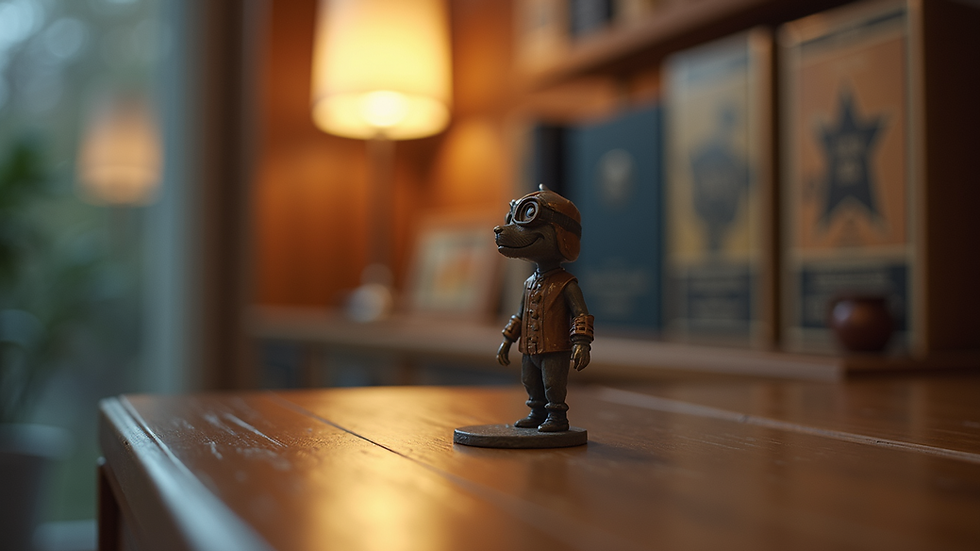 Close-up view of a detailed collectible figurine on display