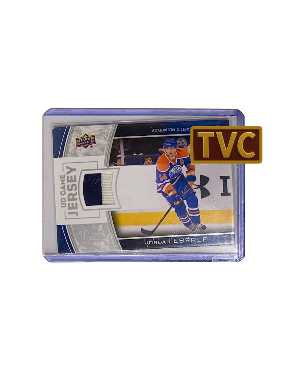 Hockey trading card featuring player with jersey and text 'UPPER DECK JERSEY' printed.