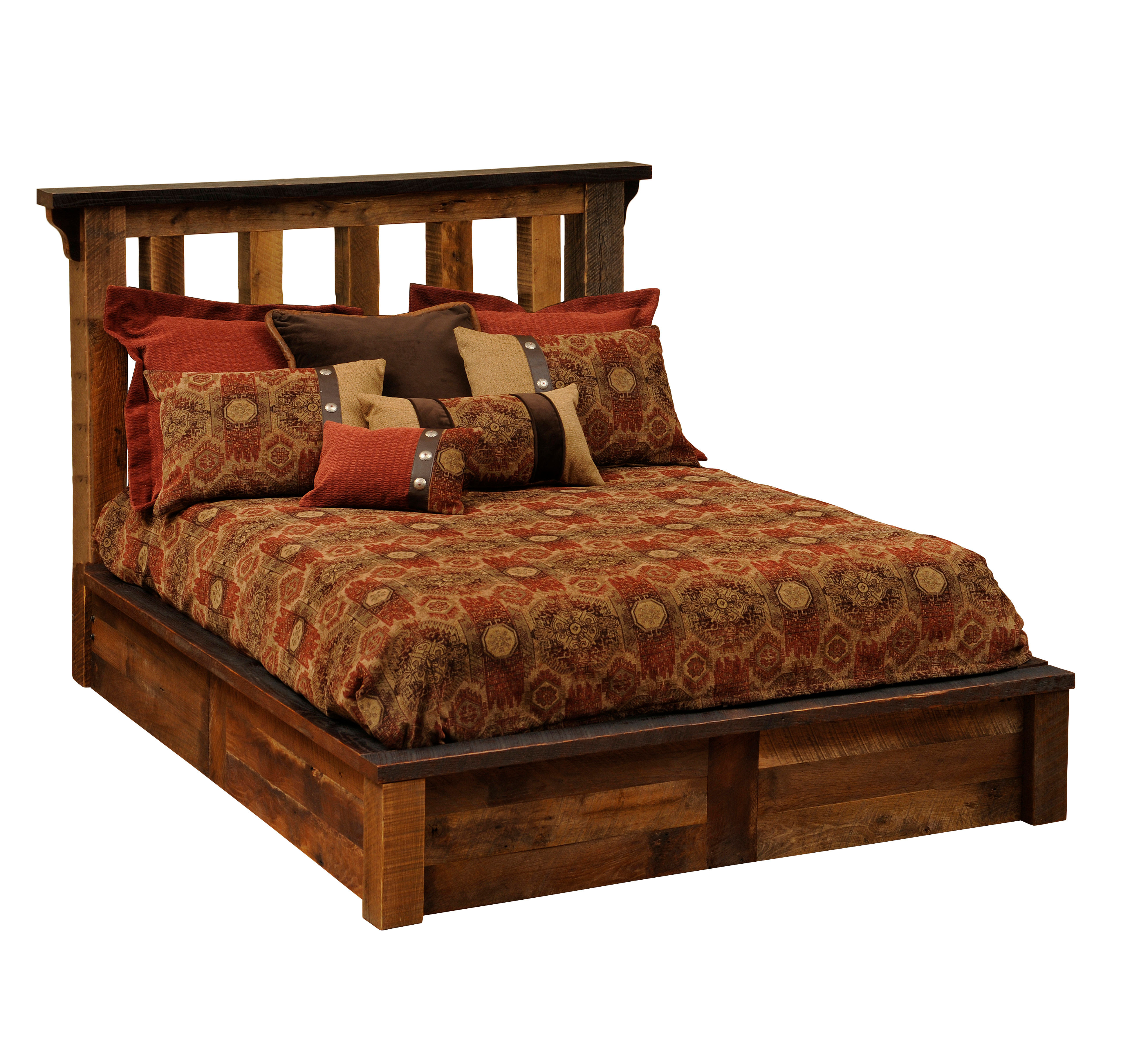 Barnwood Post Platform Bed