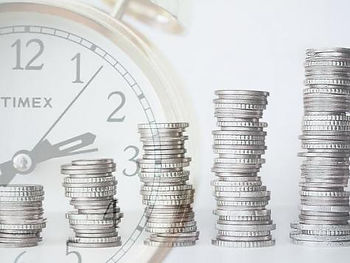 coins and a clock