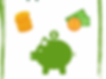 piggy bank, coins, and cash