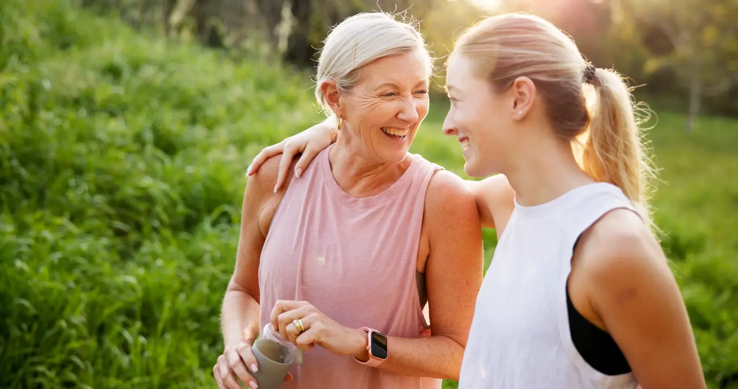 Happy mother and daughter enjoying a healthy outdoor activity