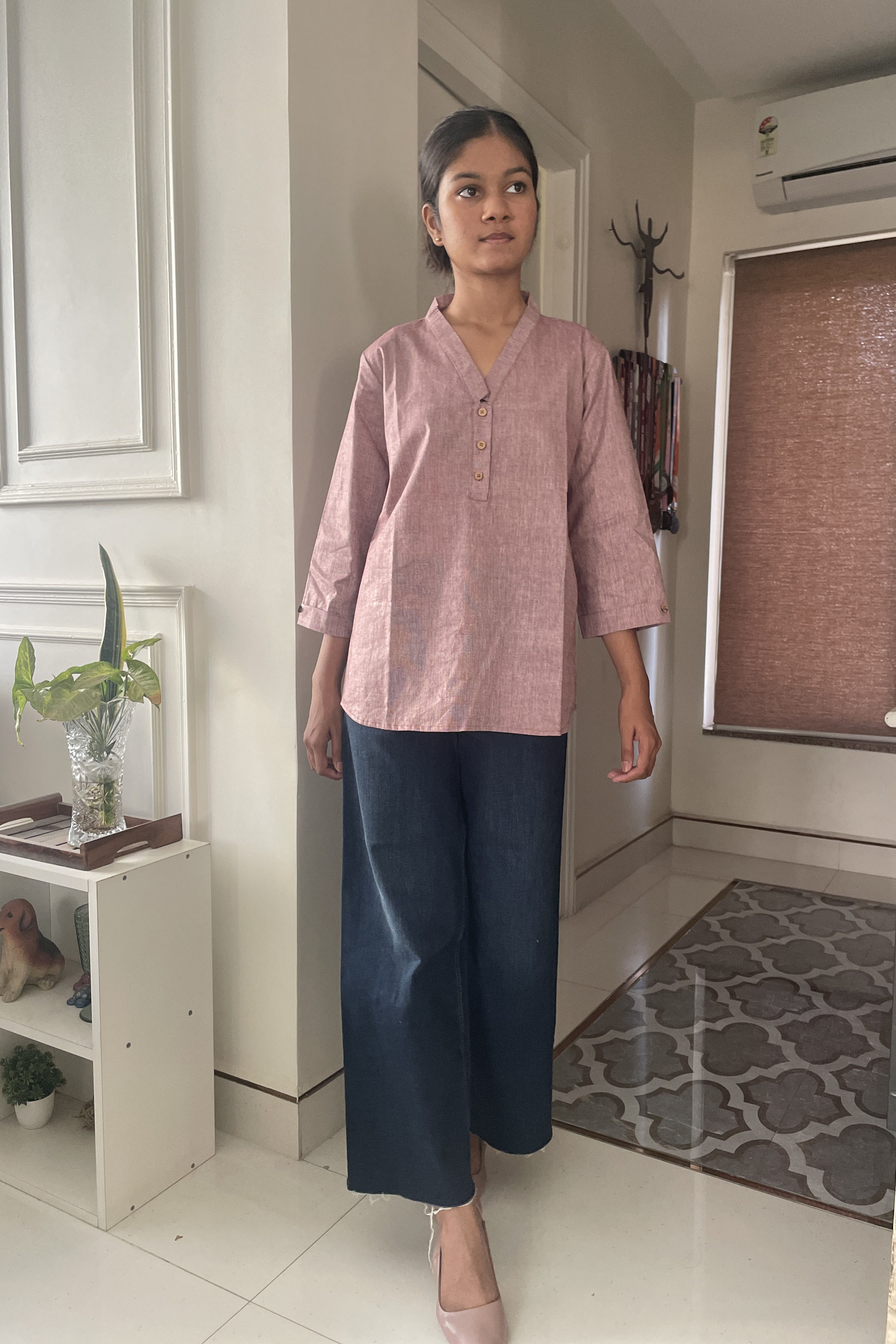 Mauve everyday short kurta front