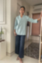 Thumbnail: Calm teal Handloom Short Kurta front