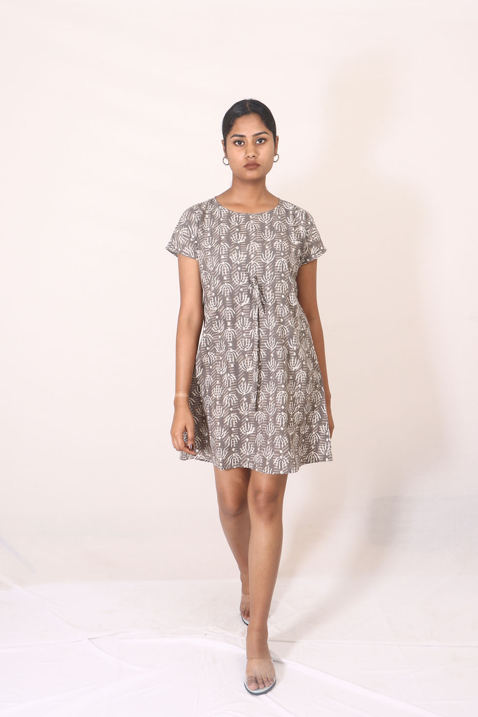 Cocoa Dabu Print Cotton Short Dress front