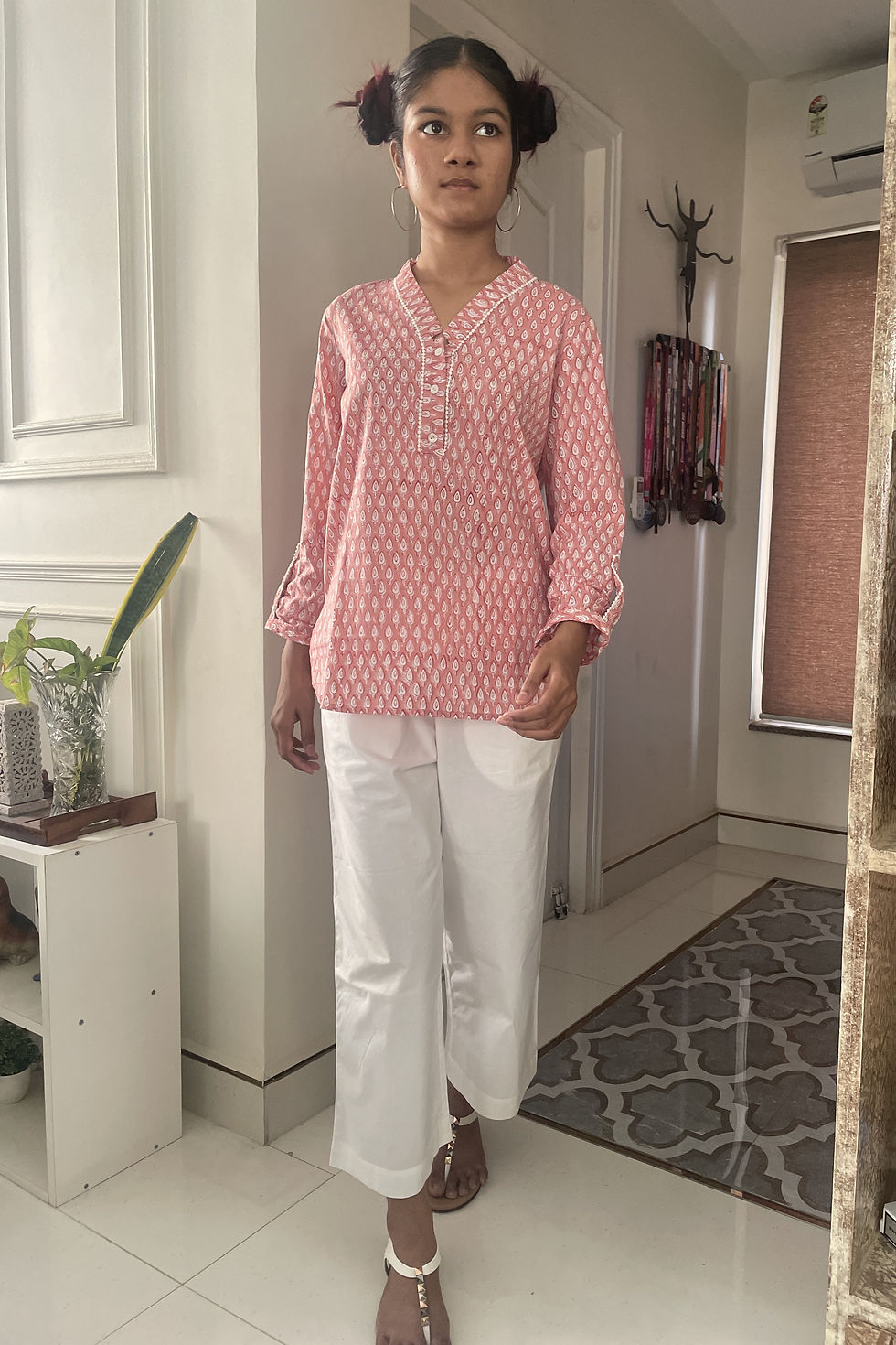 Rosebud Pink Cotton Kurta front
