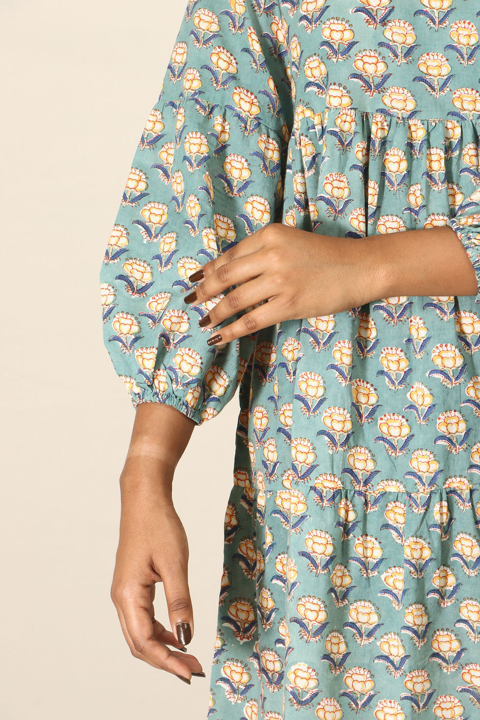 Thumbnail: Aqua Aura Bagru Short Dress sleeve