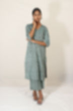Thumbnail: Cool Grey Dabu Cotton Kurta Set front2