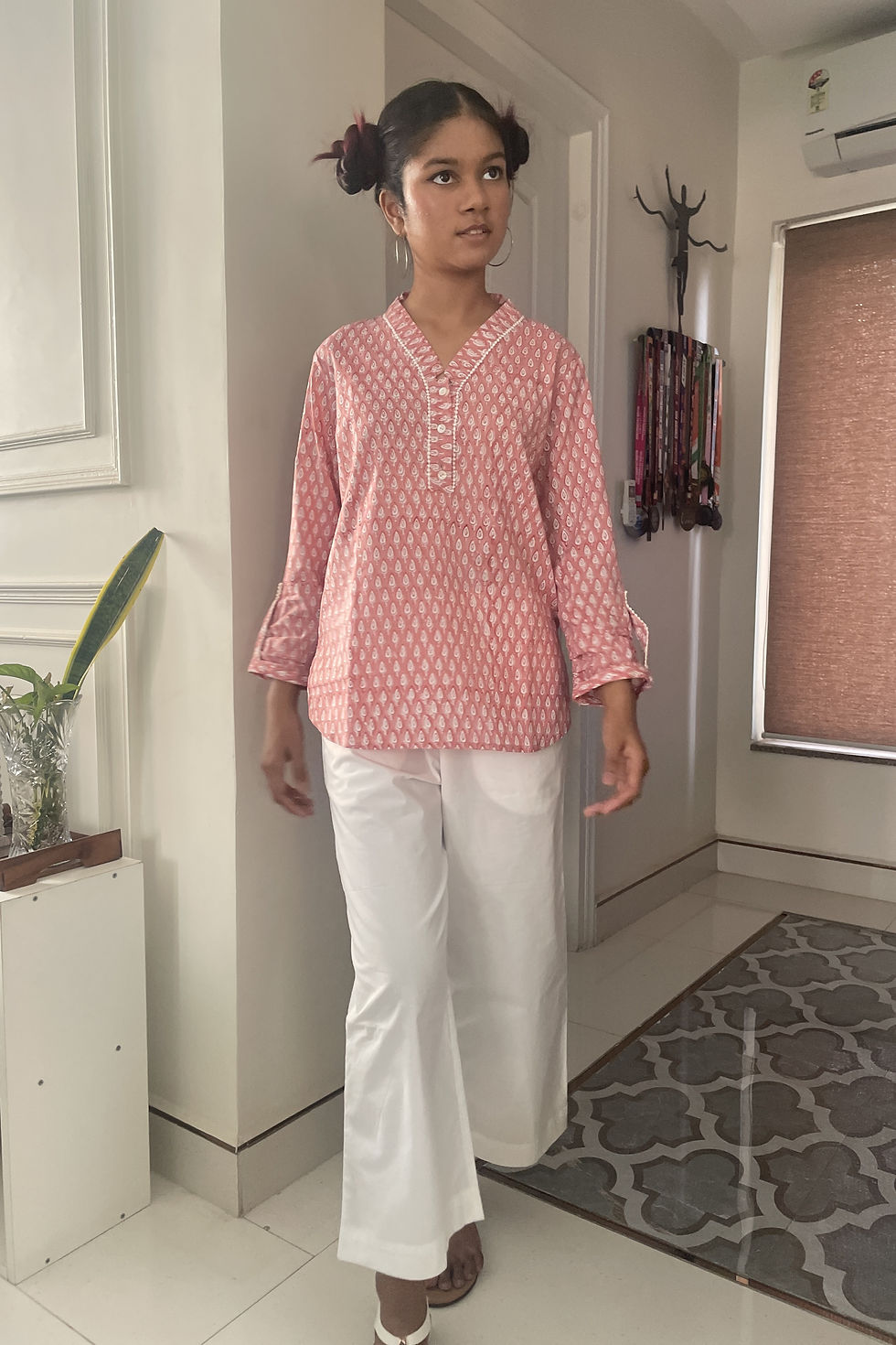 Rosebud Pink Cotton Kurta2