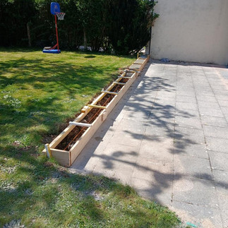 Coffrage bois et ferraillage fondation nouveau muret béton armé GDS Construction 78.