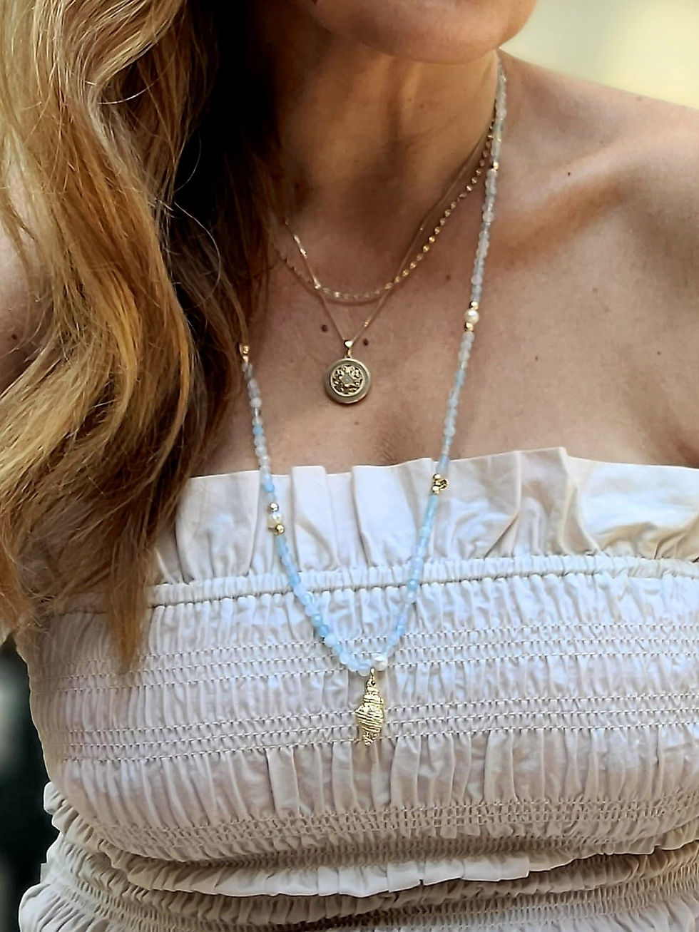 Thumbnail: TOUCH OF ANGELS NECKLACE -  Aquamarine