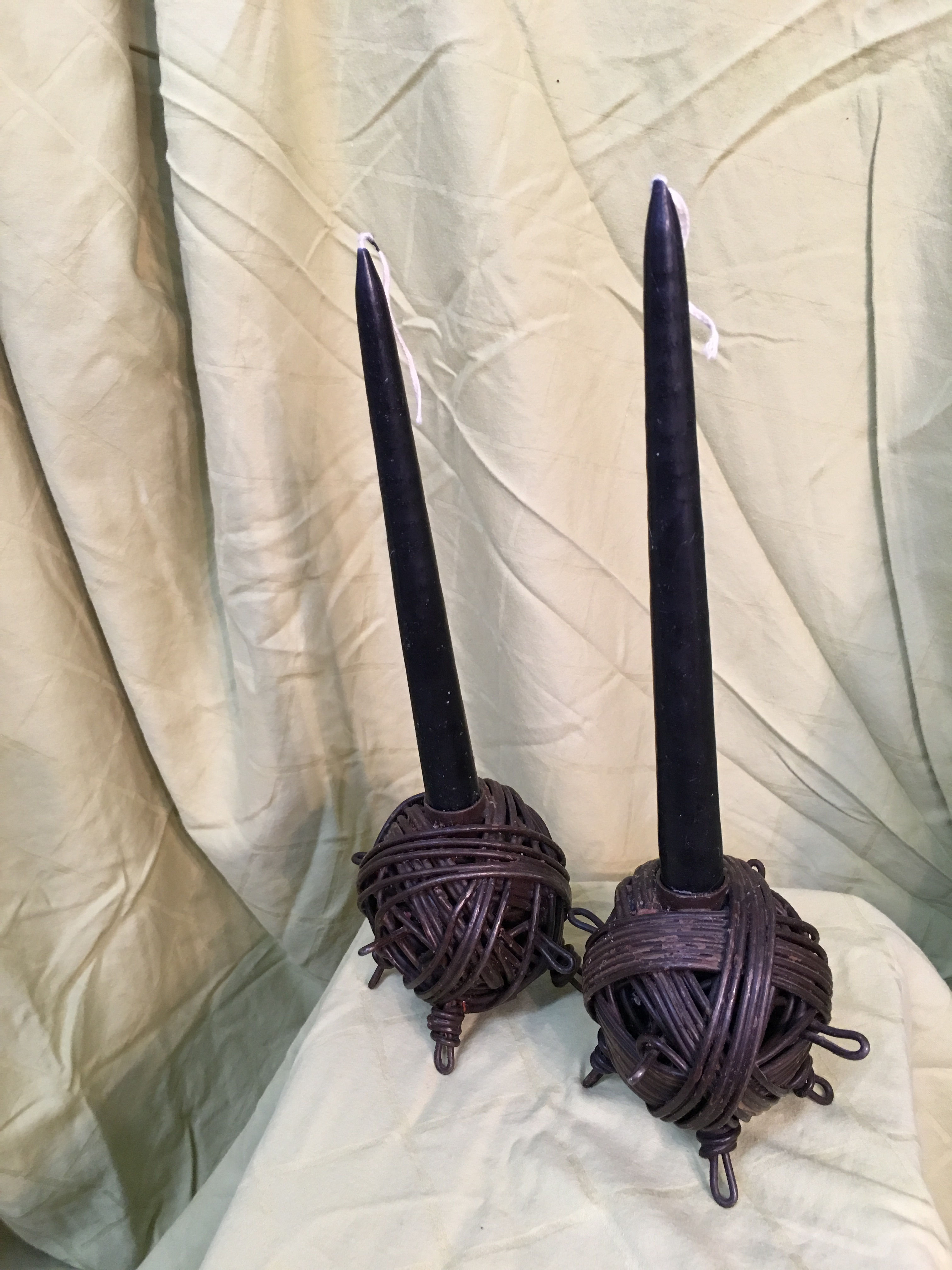 Wire twisted candlestick holders