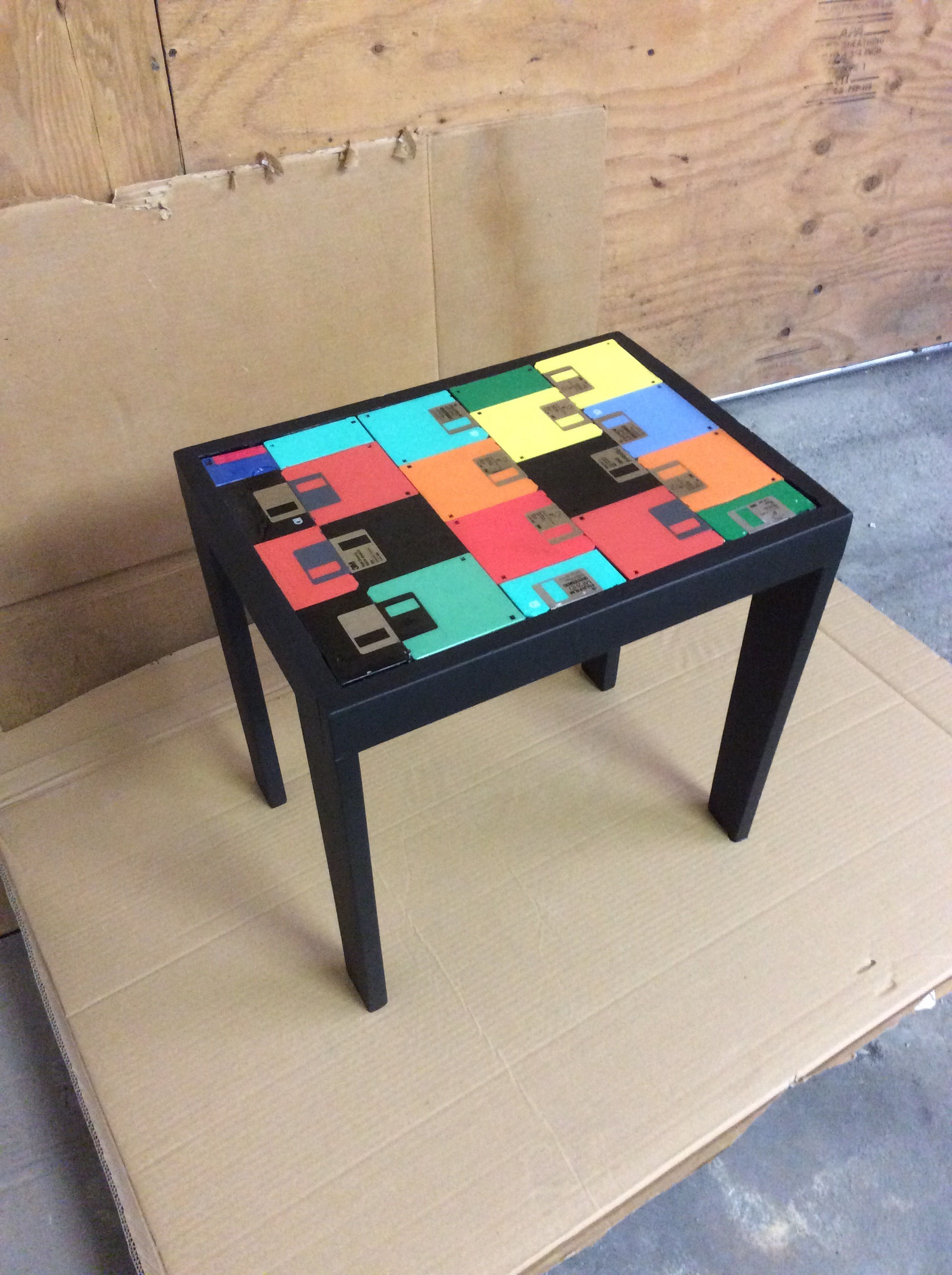Floppy Disc Table made by Sharon Kizziah