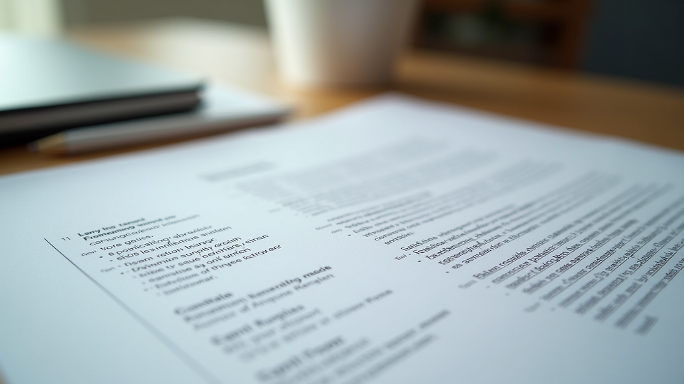 Close-up view of a professional resume and cover letter on a desk