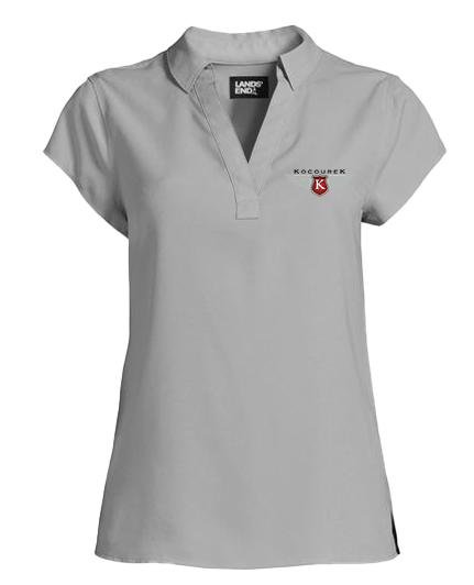 Thumbnail: Short Sleeve Split Neck Crepe Blouse