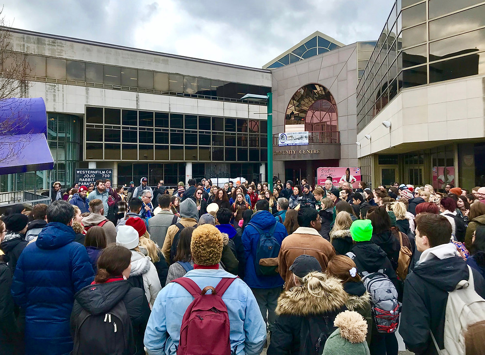 National Student Walk Out at Western University in solidarity with Wet'suwet'en - March 4, 2020.
