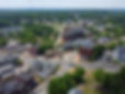 Methuen downtown including Spicket Mill at Spicket River aerial view at Pleasant Street an