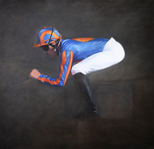 The Illustrious Blue and Orange Silks, oil on canvas, 30 x 40 inJPG.JPG