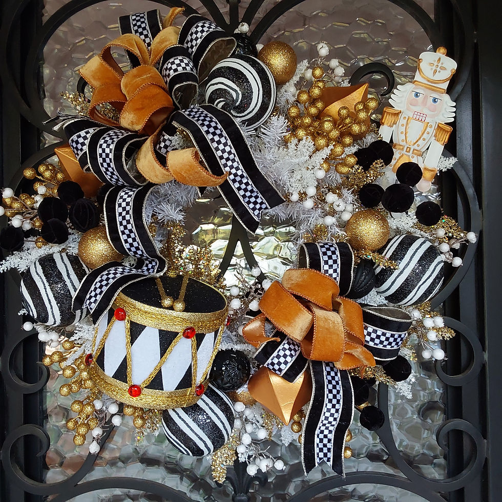 Thumbnail: Nutcracker Black & White Checkered Holiday Wreath — 24"