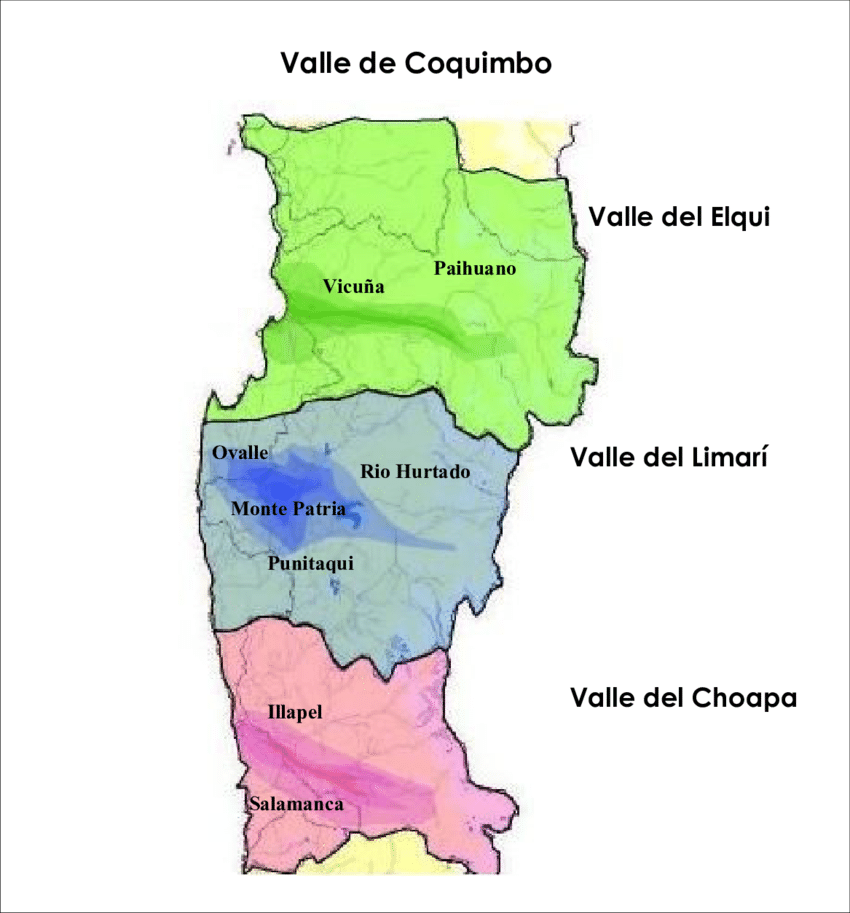 Mapa Coquimbo vino Chile