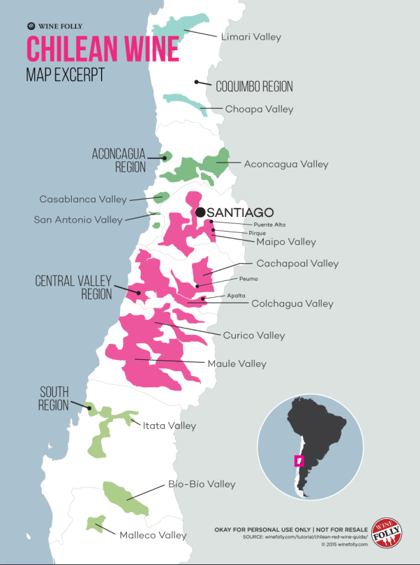 Mapa vino chileno