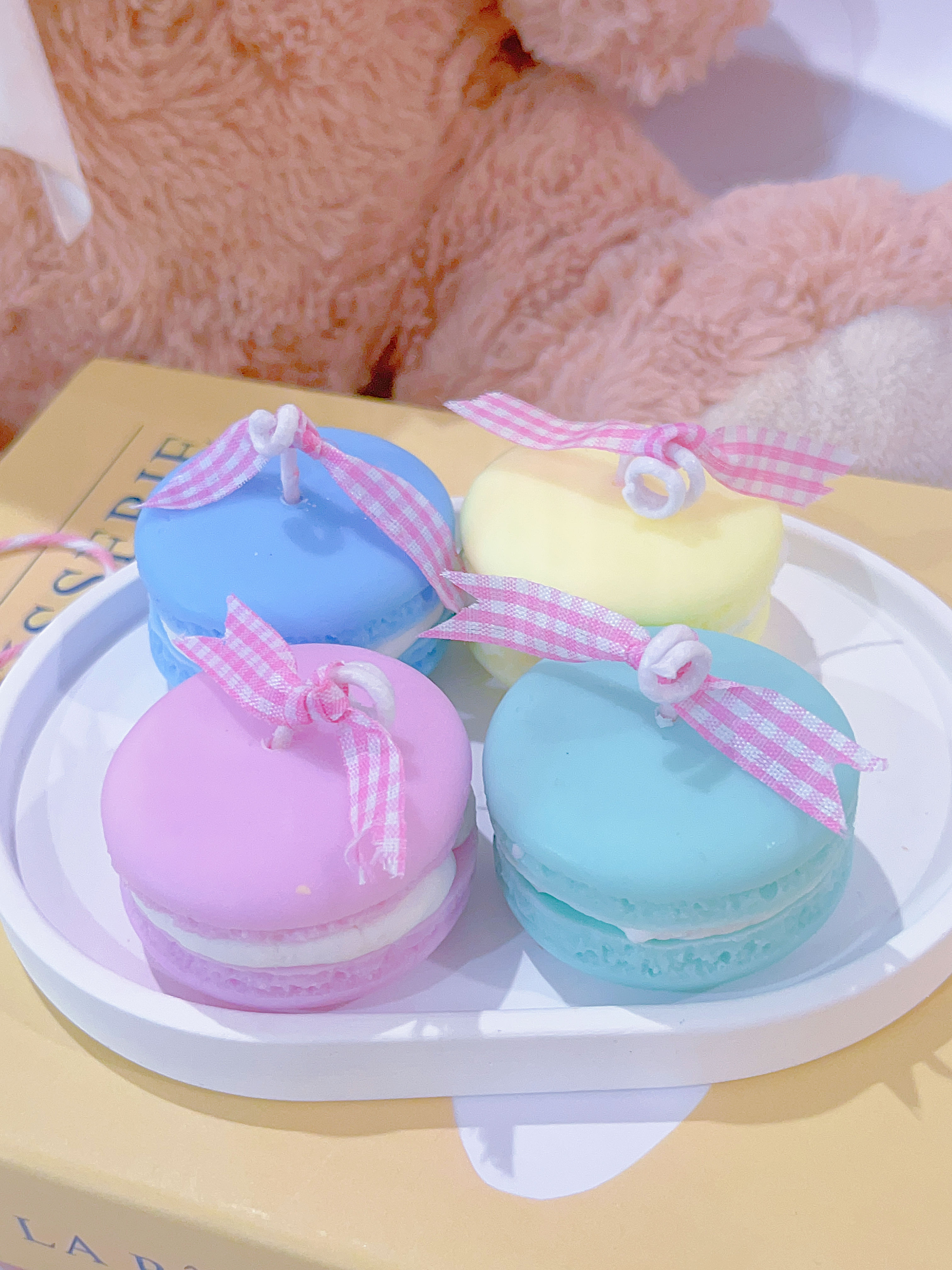 Large Macaron Darlings 4 Set–Hand Poured Soy Wax Candle for Home Décor, Dessert