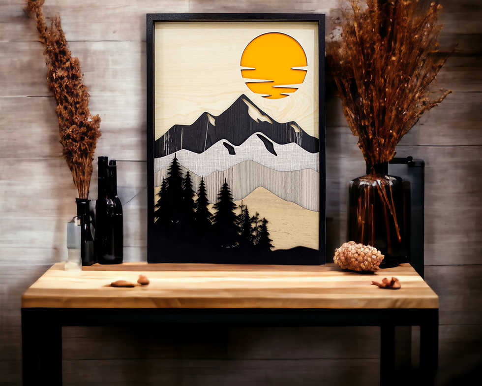 Mountain Wood Art - Nature Wall Decoration - Wooden Mountain Wall Art