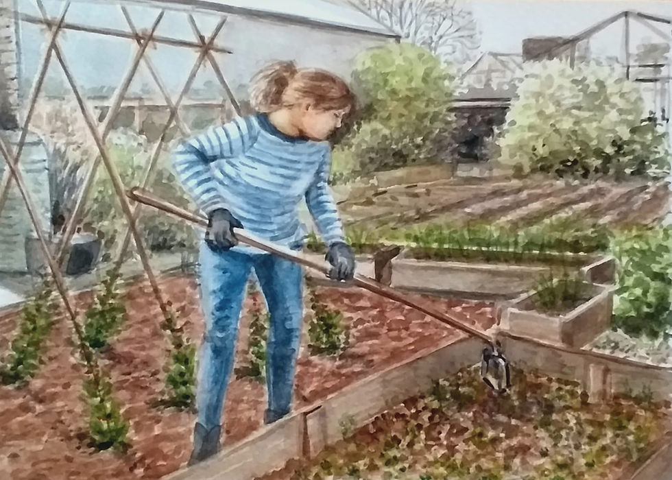 Suzi and her Magic Hoe - Watercolour - N
