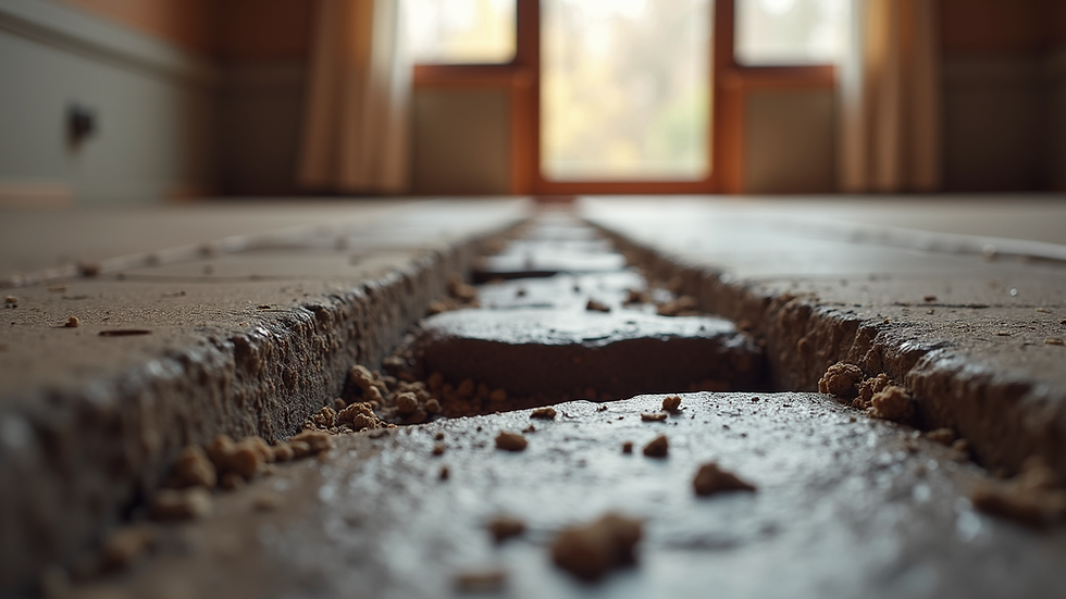 Eye-level view of a basement foundation crack where radon can enter a home