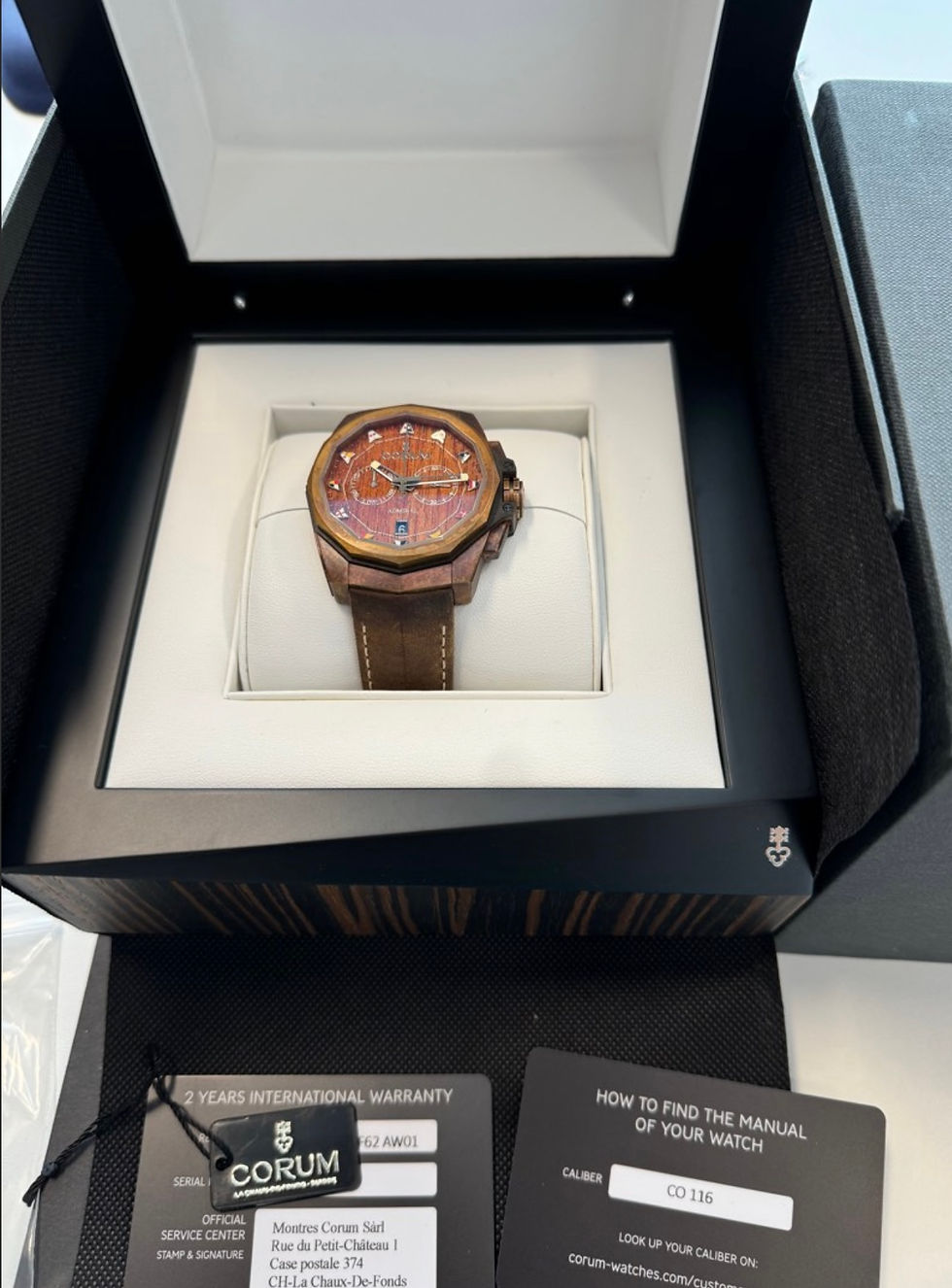 縮圖：Corum Admiral’s Cup 116.200.53/ OF62 罕有青銅船木甲板海軍上將，全套全齊