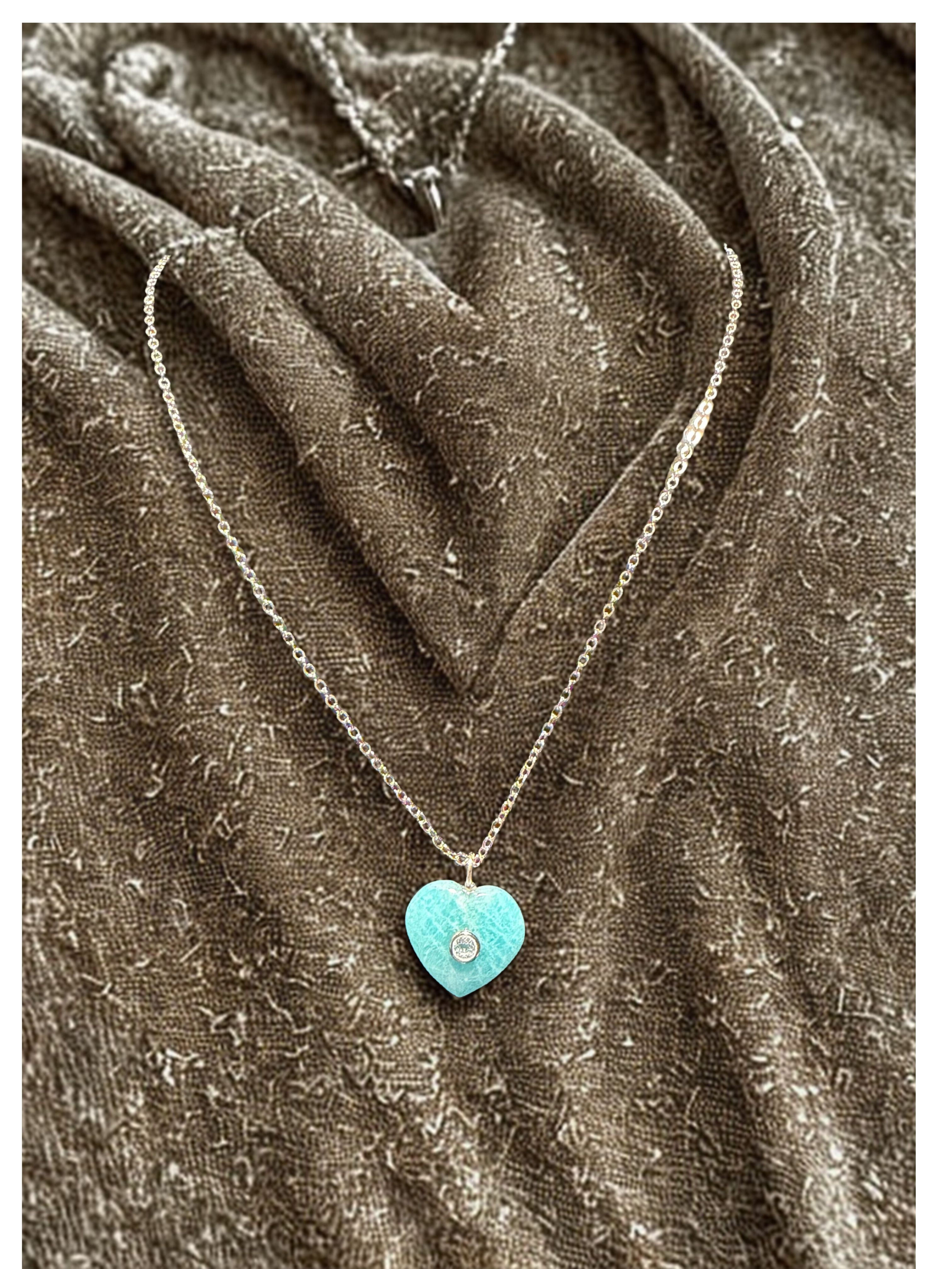 Amazonite heart Pendant Necklace