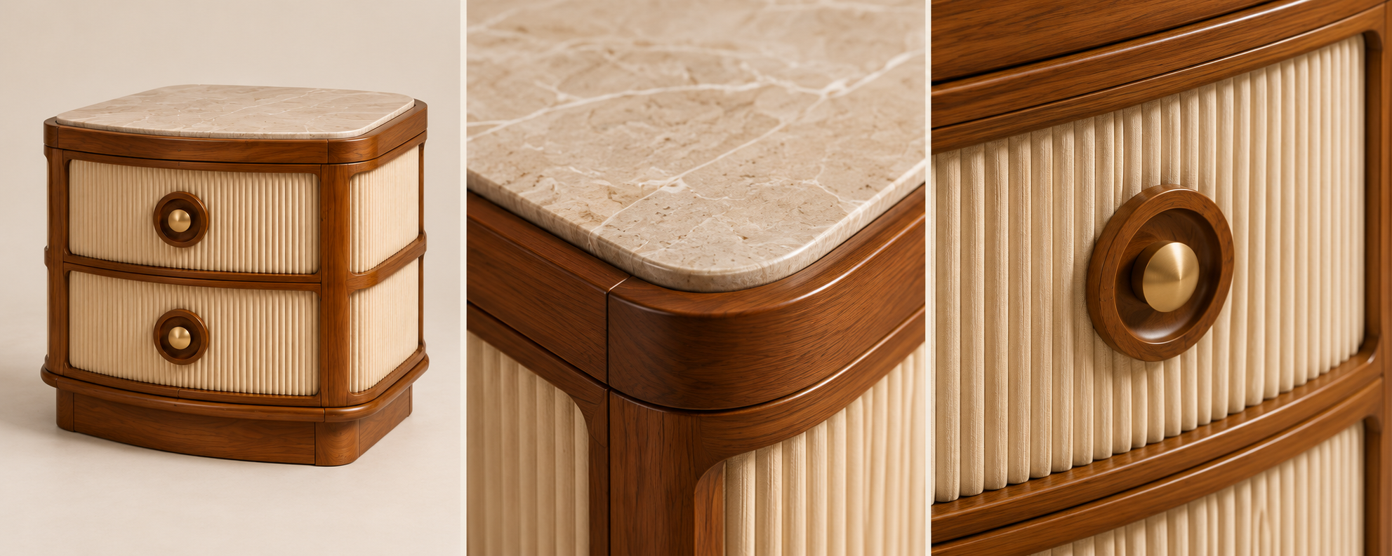 Mayfair Bedside Table material and hardware details