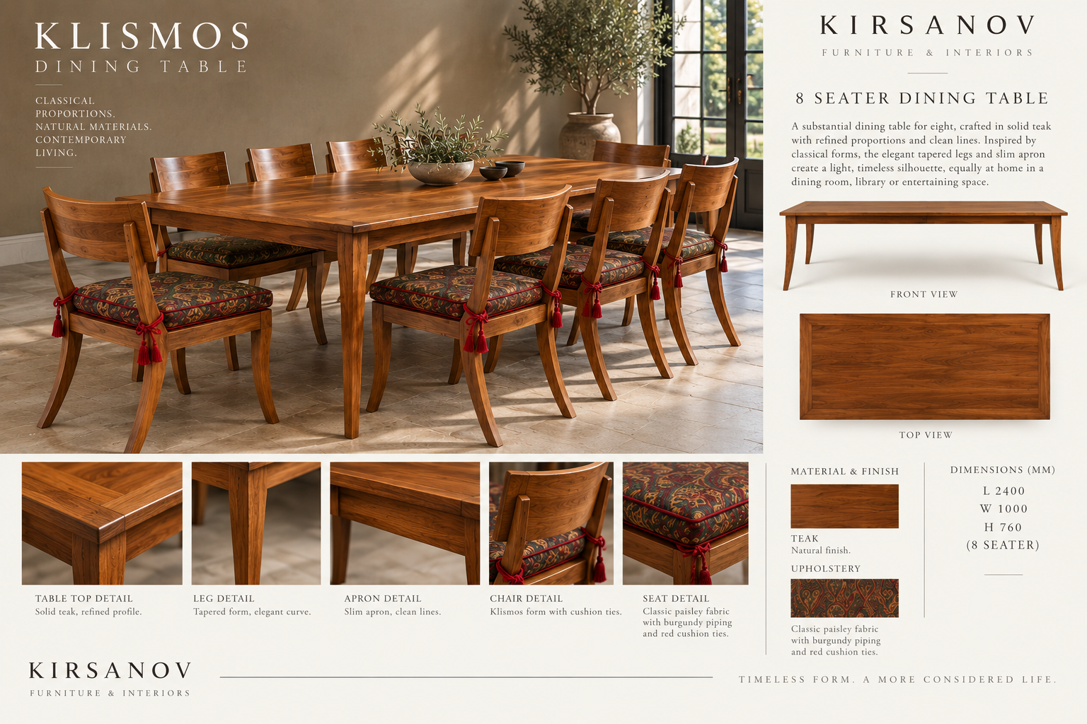 Klismos Dining Set design panel