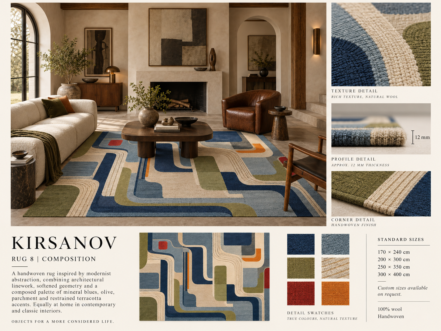 Rug 8 composition design details, material and colour study