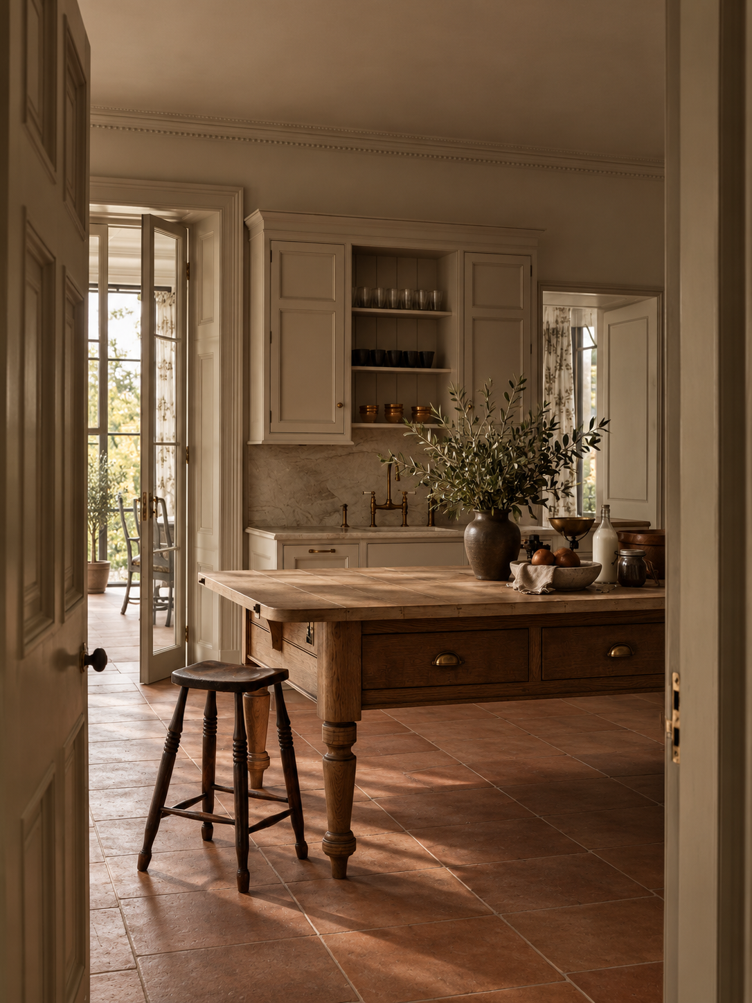 Traditional fitted kitchen interior detail