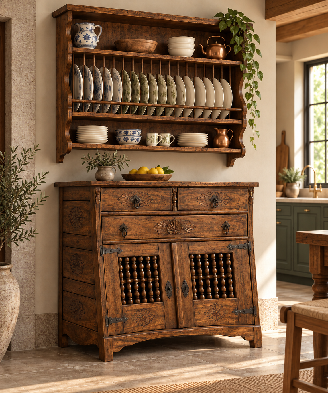 Quinta Evora Split Dresser in a kitchen