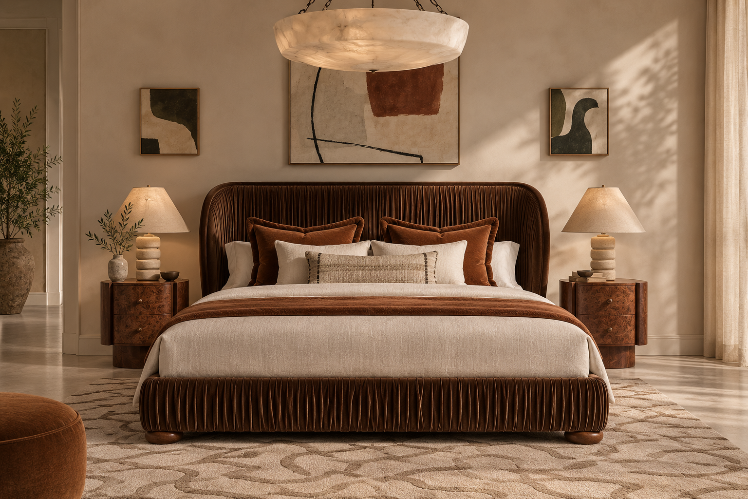 Cascais Bed in a warm bedroom interior