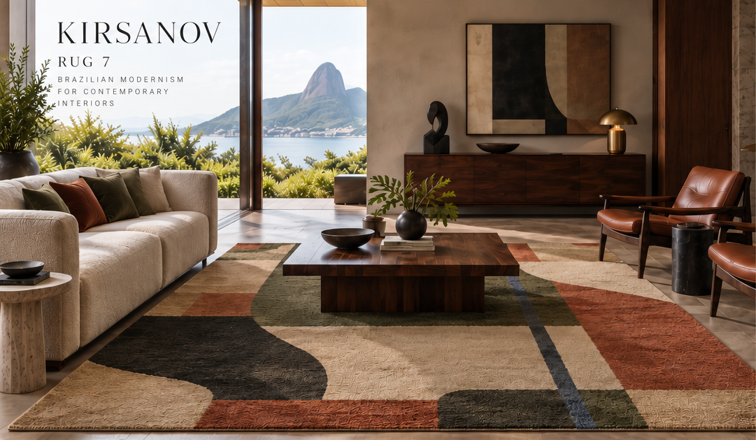 Rug 7 Brazilian Modernism displayed in a contemporary living room