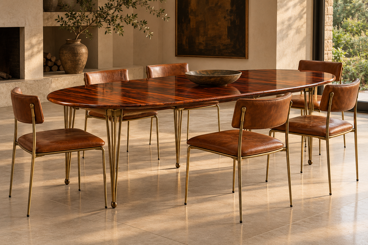 Leblon Dining Table and Chairs in an interior