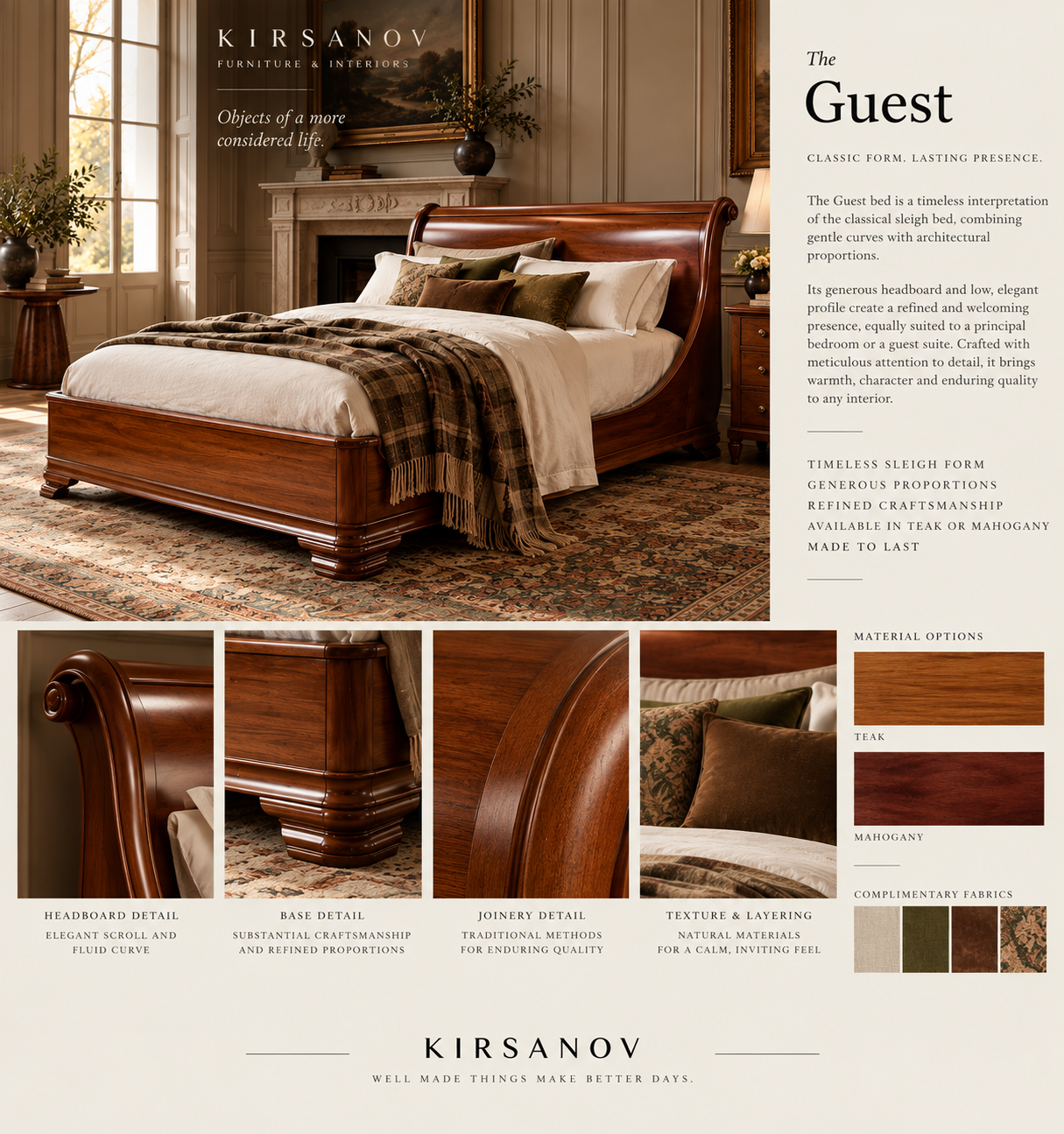 The Guest bed design and material options