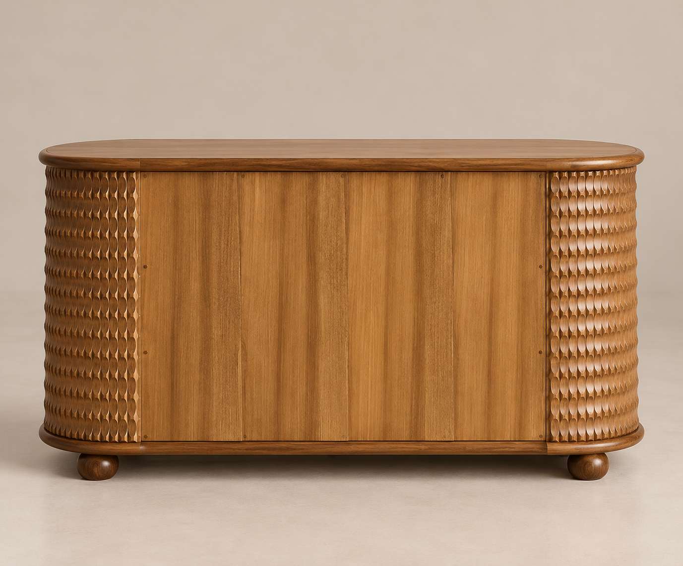 Quinta Chest of Drawers rear construction and curved timber ends