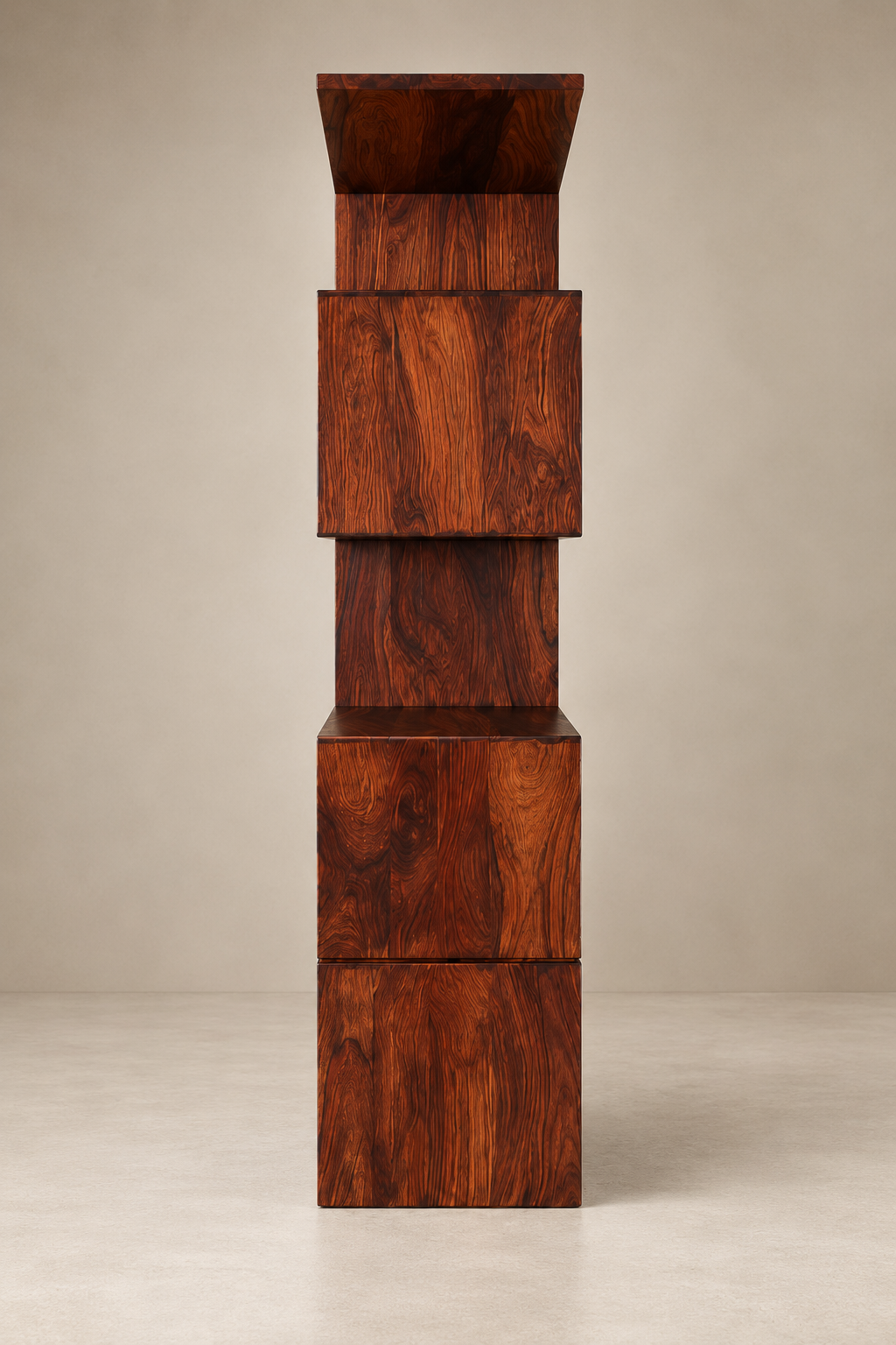 Leblon Rosewood Bookshelf — side elevation showing the rosewood depth and profile of the bookcase