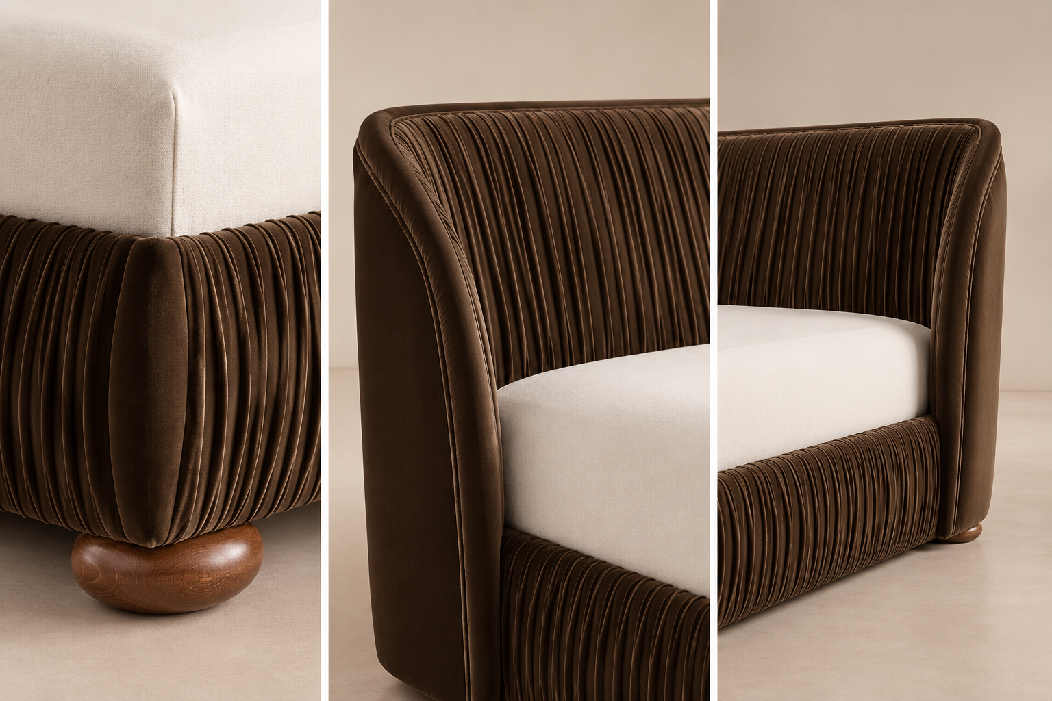 Cascais Bed headboard upholstery and timber foot details