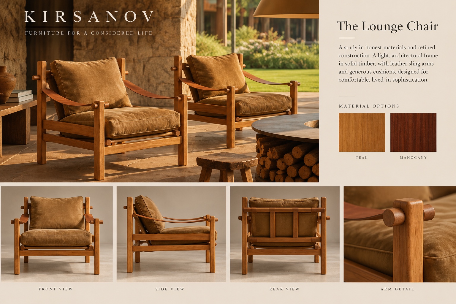 Suede Lounge Chair detail