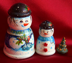 Nesting Doll Snowman Wooden