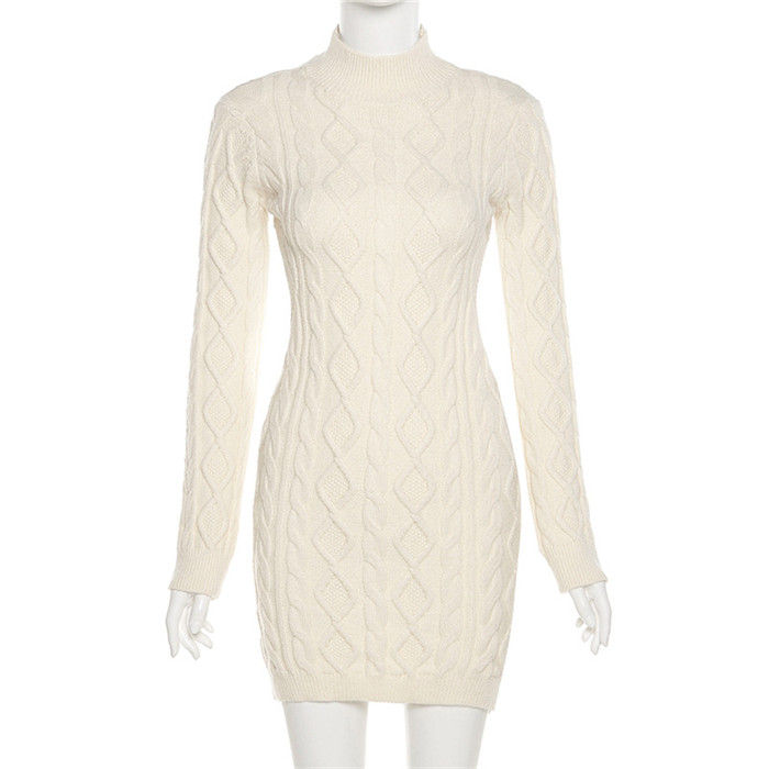 Thumbnail: Womens Long Sleeve Backless Sweater Dress
